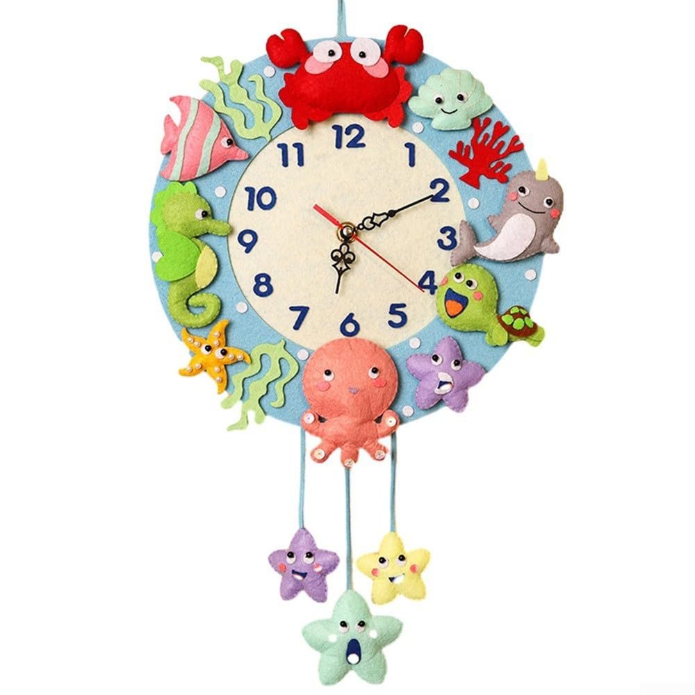 DIY Cartoon Animal Wall Clock, Fun Forest Wall Clock for Nursery and Kids’ Room Decor (Oceans)