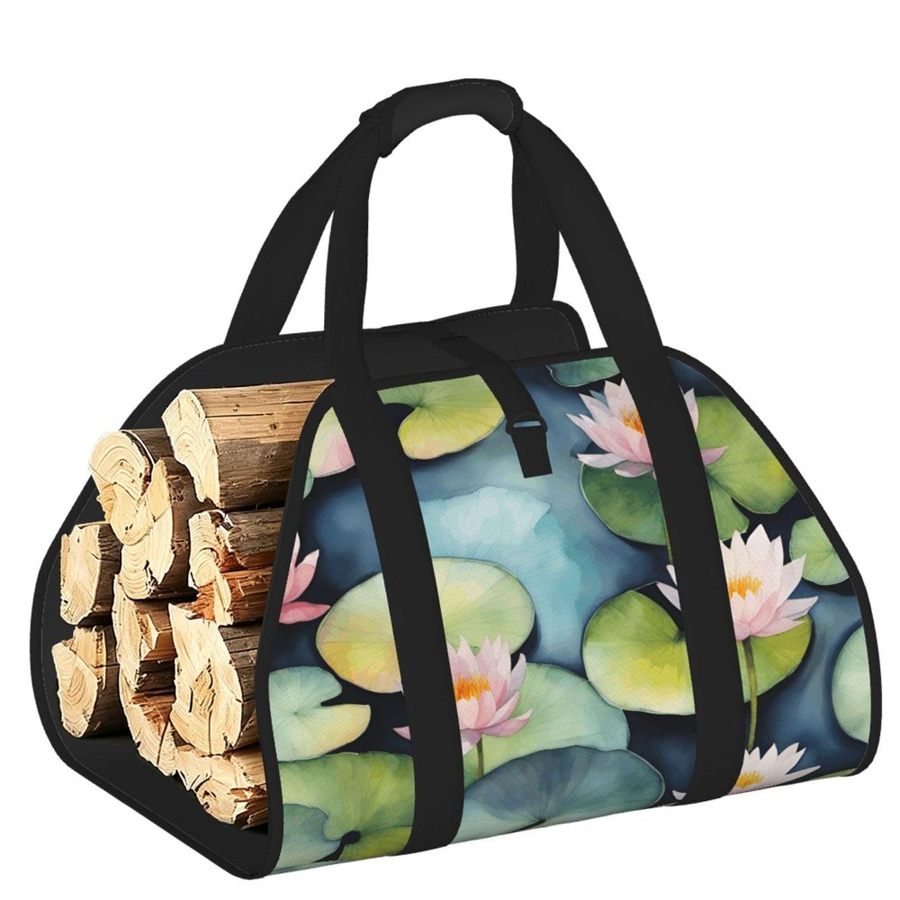 DUWAA Storage Bag with Lily Pad Print, Black