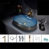 HLHLOP777 Oval Ceramic Countertop Bathroom Sink with Faucet and Drain Set view 4