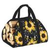 DUWAA Storage Bag with Sunflower and Bee Print, Durable Indoor and Outdoor Firewood Bag view 1
