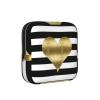Gold Heart Stripe Print Menstrual Pad Storage Bag, Portable Holder for Pads, Period Pouch for Teenage Girls view 1