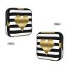 Gold Heart Stripe Print Menstrual Pad Storage Bag, Portable Holder for Pads, Period Pouch for Teenage Girls view 2