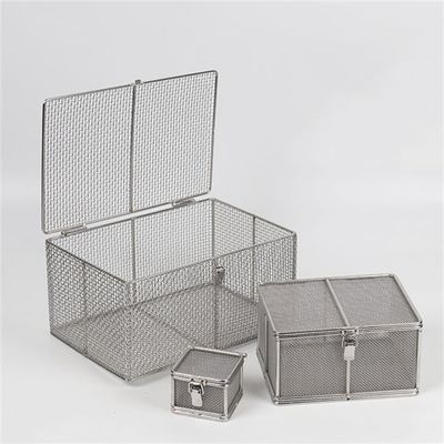Instrument Sterilization Basket with Lid, 304 Stainless Steel Mesh Tray