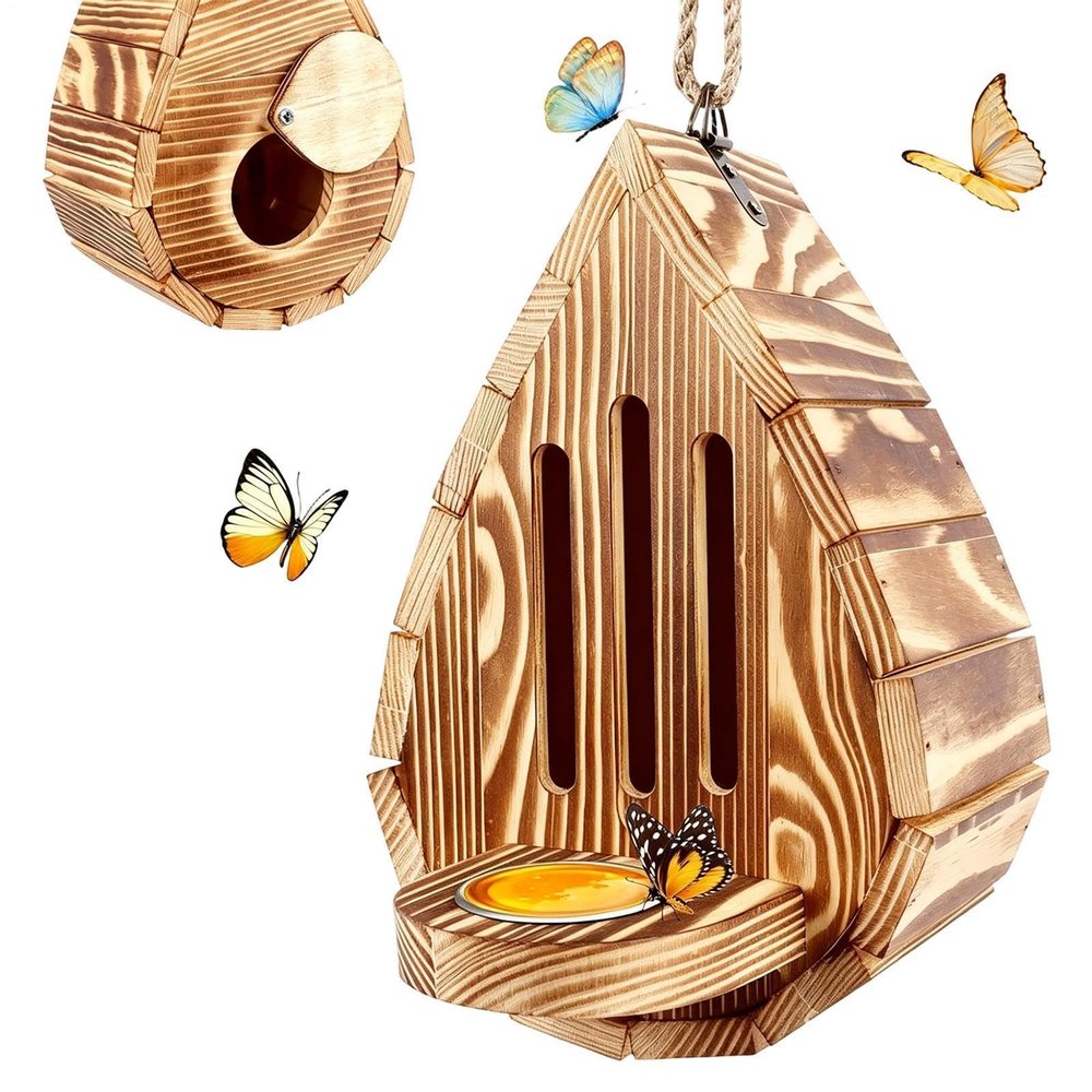 Outdoor Butterfly House, Hangable Wooden Habitat