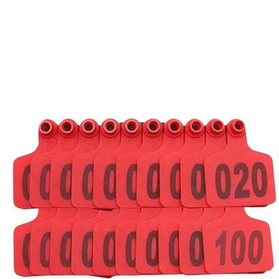 Livestock Identification Ear Tags, Numbered Cattle Ear Tags, 100 Count, Multicolor, 4 × 5 cm, Red, 001–100, 201–300
