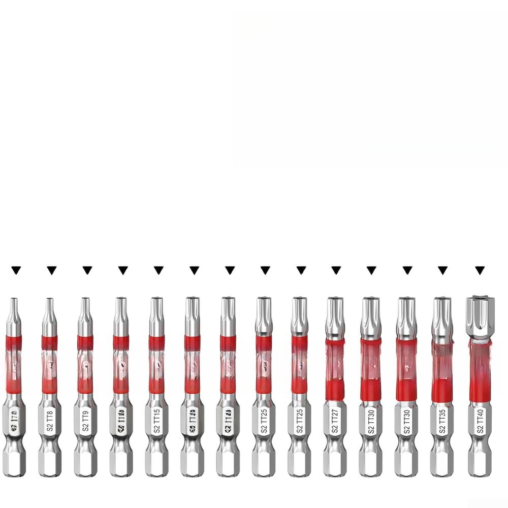Tamper-Resistant Center-Hole Magnetic Screwdriver Bits, 14-Piece Set