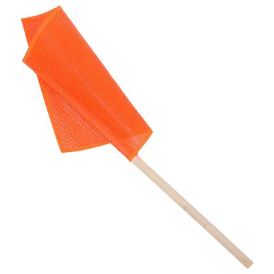 Red Hand-Waving Traffic Safety Flag with Wooden Pole
