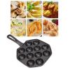 Brrnoo Cast Iron Takoyaki Pan, 12-Hole Uncoated Octopus Ball Pan view 2