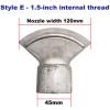 Duckbill Nozzle with Wide, Fan-Shaped Flat Spray Head, High-Temperature-Resistant Aluminum Alloy, Style E, 1.5-Inch Internal Thread view 2