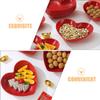 Garneck 3-Piece Red PP Heart-Shaped Plates with Smooth Surface view 3
