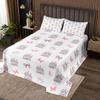 feelingyou Dreamy Castle L Gray Cartoon Hand-Drawn Bow and Butterfly Bedspread Set, Minimalist Princess Style, White Coverlet with 2 Pillow Shams view 2