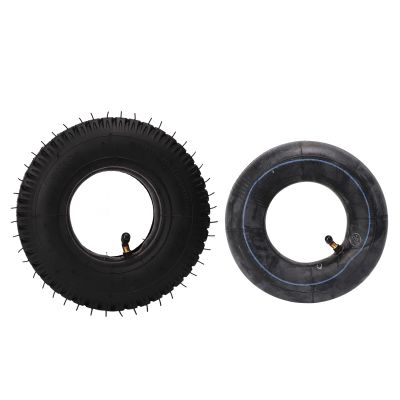 Kuuleyn Pneumatic Rubber Tires, Trolley Tire Replacement, Inflatable Inner and Outer Tires for Trolley Lawn Mowers, Curved Valve