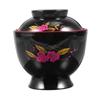 BRIGHTFUFU Japanese Miso Soup Bowl with Lid, Black Plastic view 1
