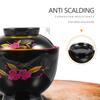 BRIGHTFUFU Japanese Miso Soup Bowl with Lid, Black Plastic view 3
