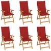 Kaorsrow Set of 6 Teak Garden Chairs, 7-Position Adjustable & Folding, with Red Cushions view 1