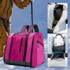 Okiyakusama 38L Ski Boot Backpack with Extra Boot Compartment and Ventilation, Waterproof Polyester Sports Bag, Large Equipment Bag, Snowboard Bag with Drainage Hole, Pink view 4