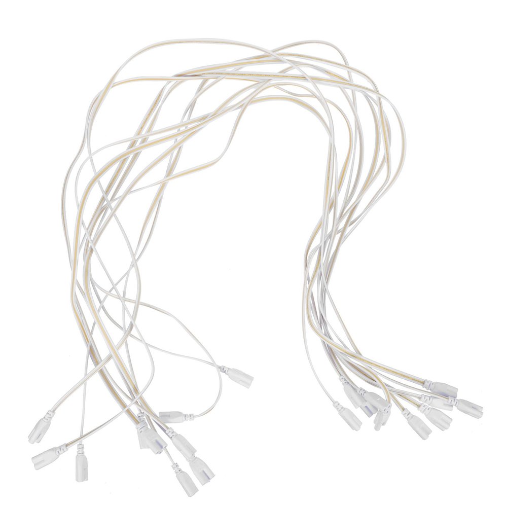 LED Tube Connector Cables, 3-Pin, Double-Ended, 10-Pack, 100 cm, White