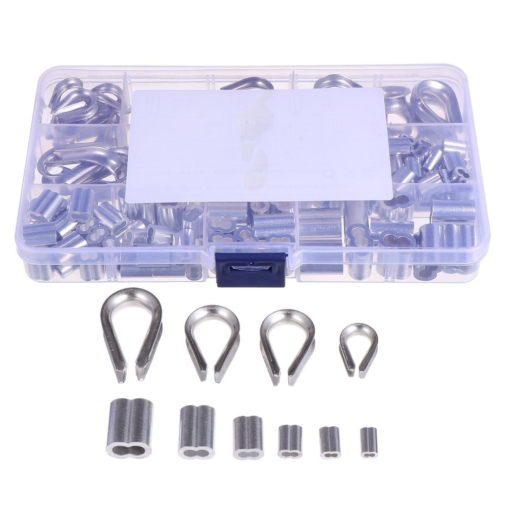 KICHOUSE 240-Piece Stainless Steel Crimp Sleeves for Wire Ropes with Double Crimp Loop