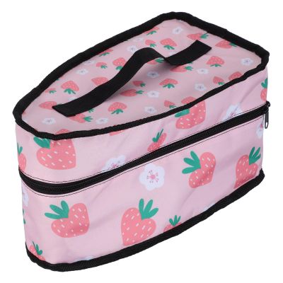 Pink Polyester Strawberry Pattern Iron Bag for Travel