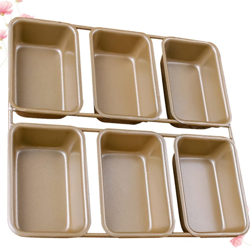 ibasenice Rectangular 6-Compartment Iron Nonstick Baking Pan for Creative Baking