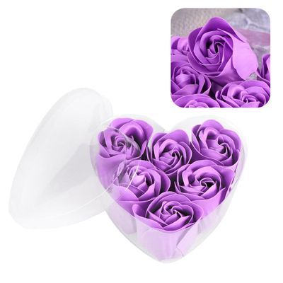 MALUGOGO 6-Pack Purple Heart-Shaped Rose Soap Flowers