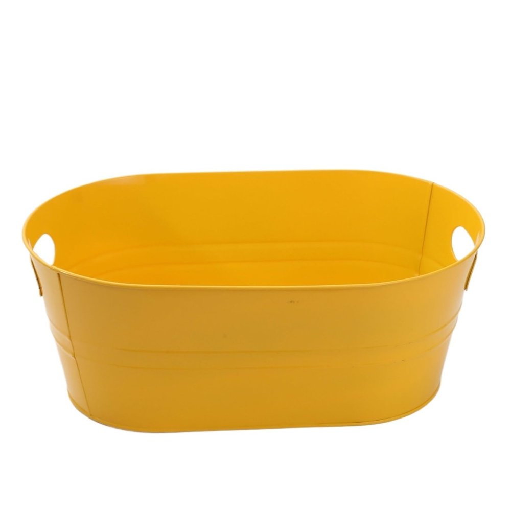 Generic Oval Galvanized Metal Ice Bucket, Beverage Cooler, Multipurpose Beverage Tub, Easy to Clean (Yellow)