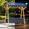 CMYAOYC Mobile Folding Vendor Stand with Floral Fabric Roof, Blue, 120 cm view 3