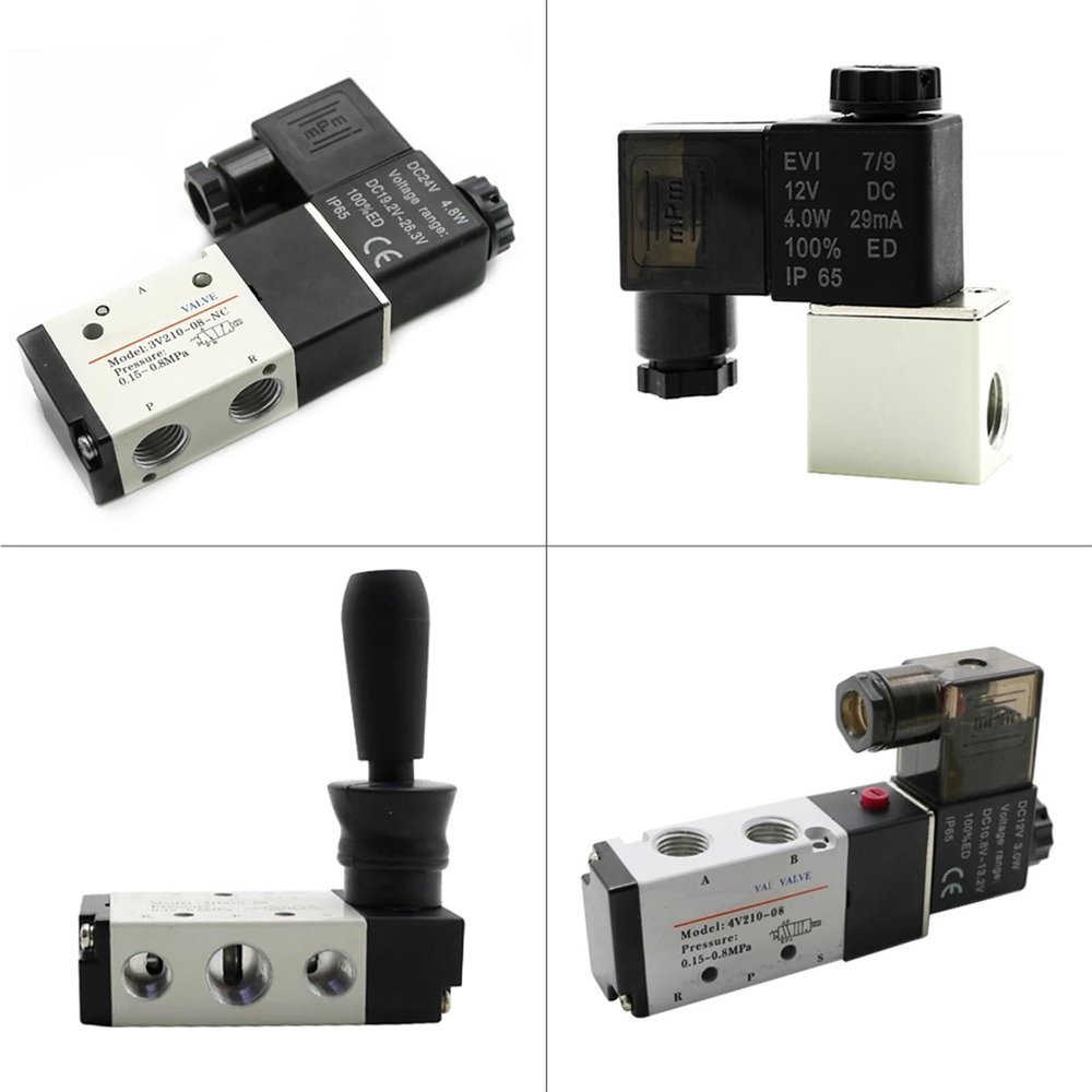 HDPHCRIUN Pneumatic Solenoid Valve 4H210-08 3V210-08 4V210-08 DC12V DC24V AC110V AC220V Air Valve Gas Solenoid Valve (2V025-06 24V, No Joint)