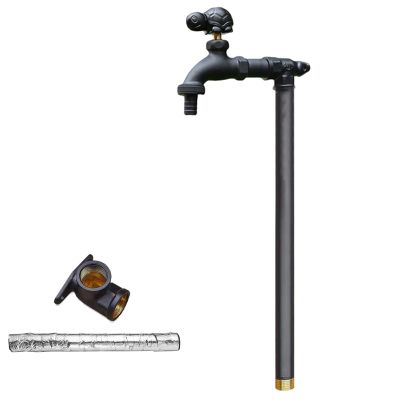 Generic 24-Inch Frost-Proof Outdoor Water Faucet, Robust Black Hydrant for Vertical Garden Irrigation