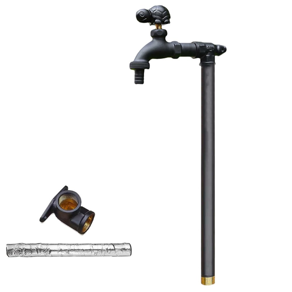 Generic 24-Inch Frost-Proof Outdoor Water Faucet, Robust Black Hydrant for Vertical Garden Irrigation