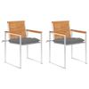 2-Piece Garden Chair Set with Cushions, Solid Acacia Wood and 304 Stainless Steel, Gray view 1