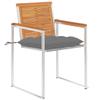 2-Piece Garden Chair Set with Cushions, Solid Acacia Wood and 304 Stainless Steel, Gray view 2