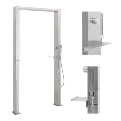 Massbinet Garden Shower with Shower Head, Adjustable Temperature, Stainless Steel, Double Nozzles