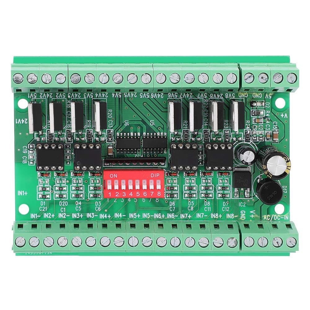 8-Channel Logic Level Converter, 5 V/24 V NPN/PNP to NPN, 10 MHz, Optocoupler-Isolated, DIN-Rail Mount