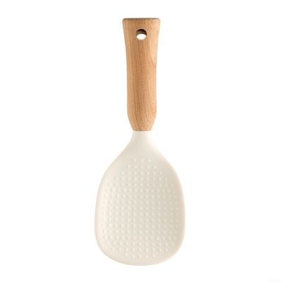 Glewi Silicone Rice Spoon with Wooden Handle