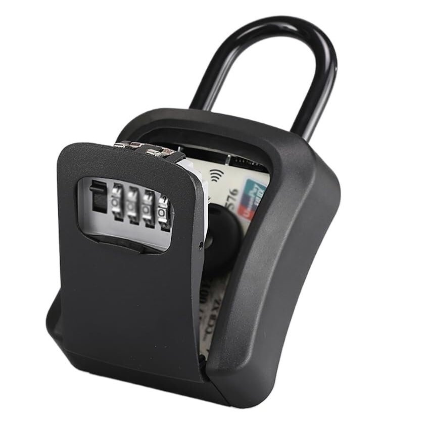 Portable Key Lockbox with 4-Digit Combination Lock for Outdoor Use