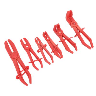Ejoyous 6-Piece Hose Clamp Pliers Set, Nylon Fuel Line Clamps, Red