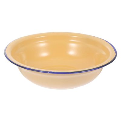 HOMOCONO Vintage Classic Yellow Enamel Bowl, Large Capacity