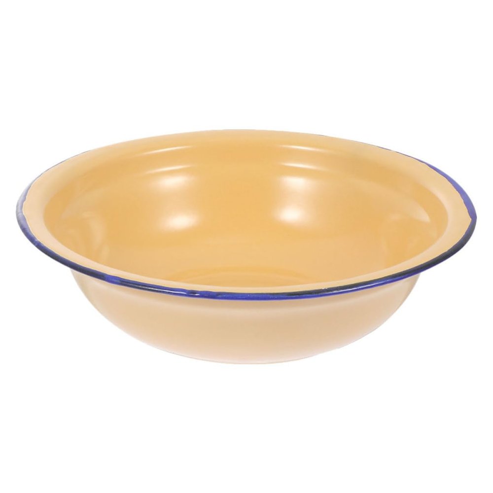 HOMOCONO Vintage Classic Yellow Enamel Bowl, Large Capacity
