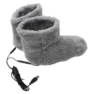 USB Heated Slippers, 1 Pair, Boot-Shaped