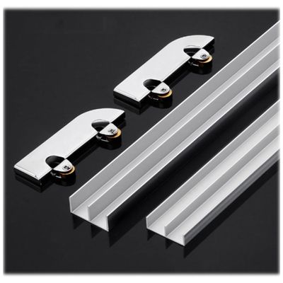 Glass Sliding Door Rail Kit for 5 mm Glass, Double Track, 80 cm