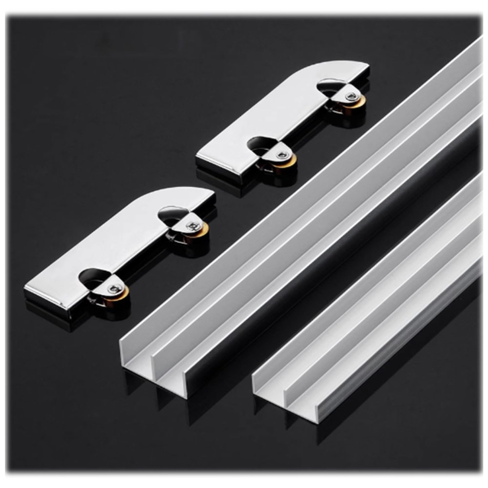Glass Sliding Door Rail Kit for 5 mm Glass, Double Track, 80 cm