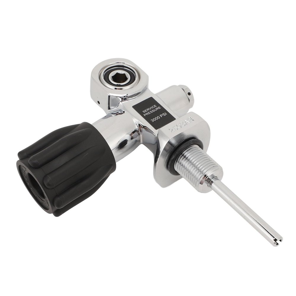 Adfaga Scuba Tank Valve, Chrome-Plated Brass, DIN/Yoke, Dual Interface, 250 Bar, Explosion-Protected