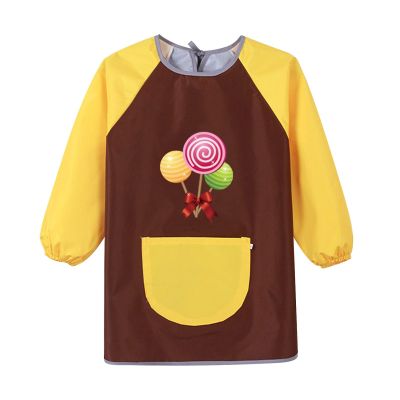 Kids' Long-Sleeve Painting Smock with Pocket, Printed Art Apron, 8–9 Years