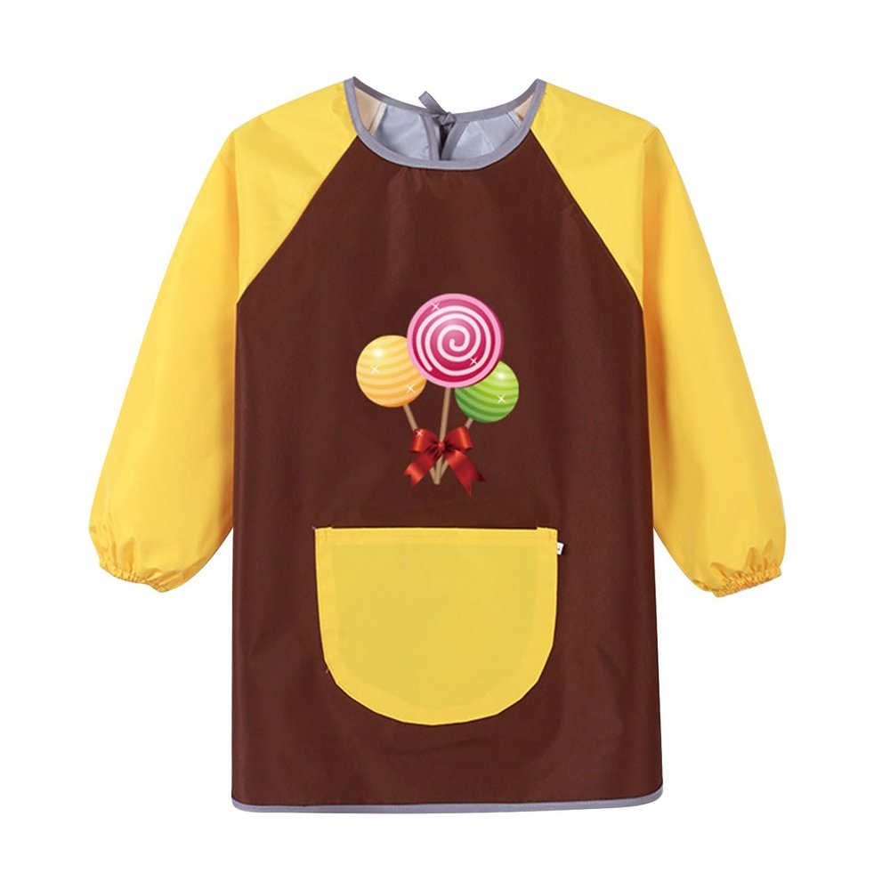 Kids' Long-Sleeve Painting Smock with Pocket, Printed Art Apron, 8–9 Years