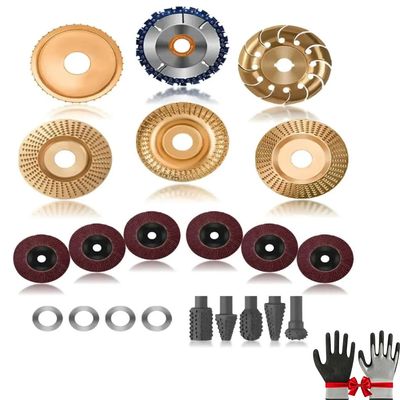 Wood Rasp Disc Set for Angle Grinders, 3/5/13/14/21 Pieces, Tungsten Carbide Wood Carving Disc, 21-Piece Set