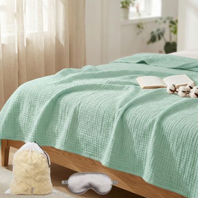 Soft Muslin Blanket 150 x 200 cm, 100% Cotton, Lightweight Summer Blanket for Adults, Breathable Throw for Sofa, Couch and Bed (Fresh Green, 170 x 230 cm)