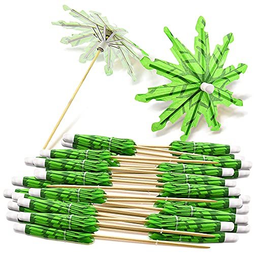 Qomcsrl Green Coconut Toothpick Paper Umbrellas