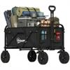 Outsunny Folding Hand Wagon with Drink Holders, 80 kg, Black view 1