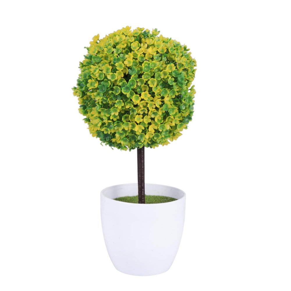 Zerodeko Yellow Plastic Artificial Plant Ball for Home and Office Decor